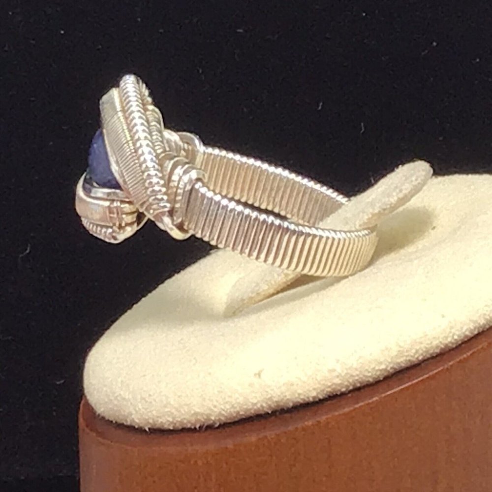 Sterling Silver Handcrafted Wrapped Ring Lapis La… - image 4